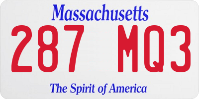 MA license plate 287MQ3