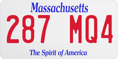 MA license plate 287MQ4