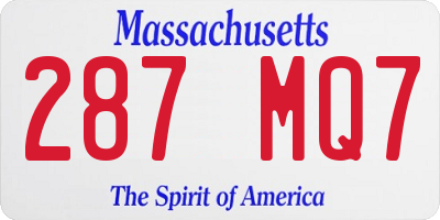 MA license plate 287MQ7