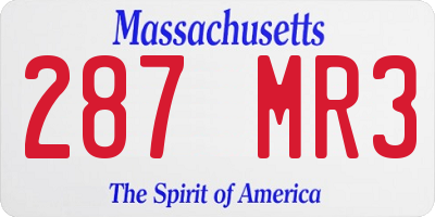 MA license plate 287MR3