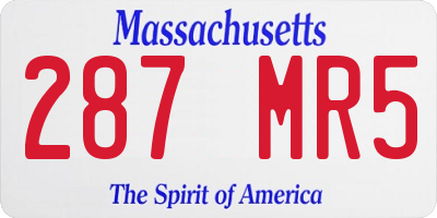 MA license plate 287MR5