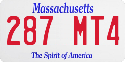 MA license plate 287MT4