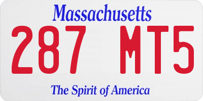 MA license plate 287MT5