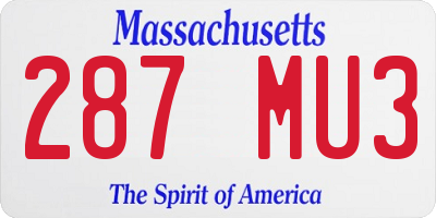 MA license plate 287MU3