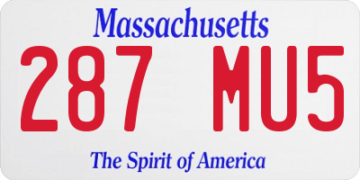 MA license plate 287MU5