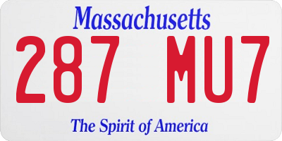 MA license plate 287MU7