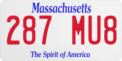 MA license plate 287MU8