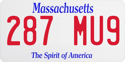 MA license plate 287MU9