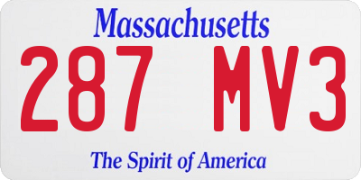 MA license plate 287MV3