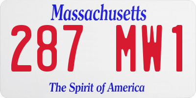MA license plate 287MW1