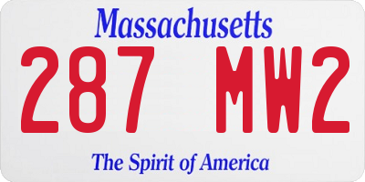 MA license plate 287MW2