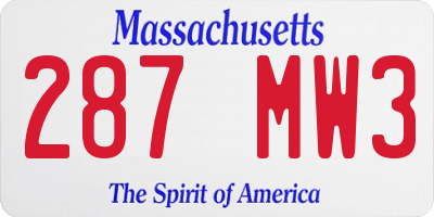 MA license plate 287MW3