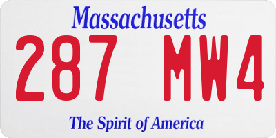 MA license plate 287MW4
