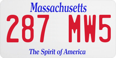 MA license plate 287MW5