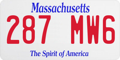 MA license plate 287MW6