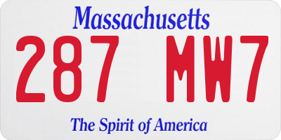 MA license plate 287MW7