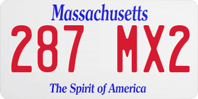 MA license plate 287MX2