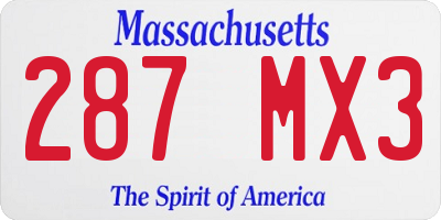 MA license plate 287MX3