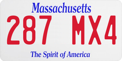MA license plate 287MX4