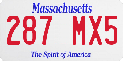 MA license plate 287MX5