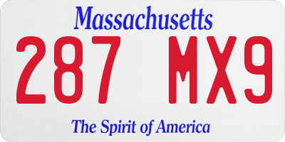 MA license plate 287MX9