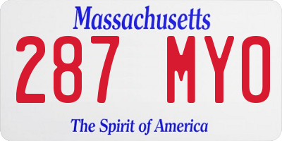 MA license plate 287MY0