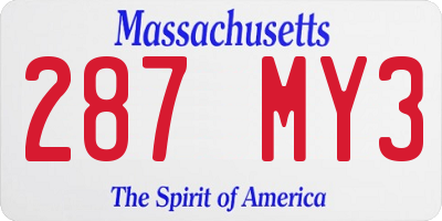 MA license plate 287MY3