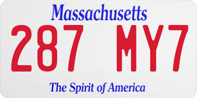 MA license plate 287MY7