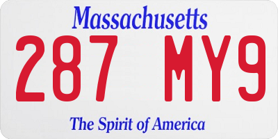 MA license plate 287MY9