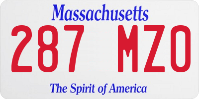 MA license plate 287MZ0
