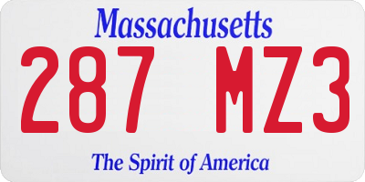 MA license plate 287MZ3