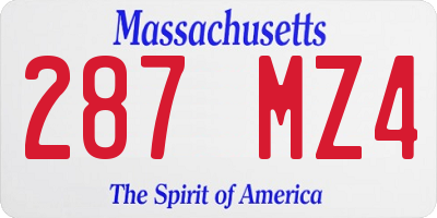 MA license plate 287MZ4