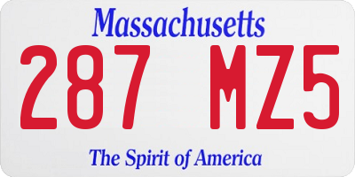 MA license plate 287MZ5
