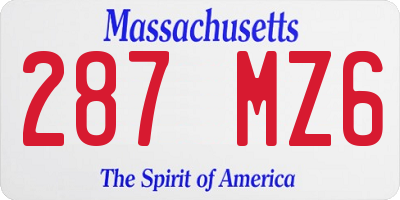MA license plate 287MZ6