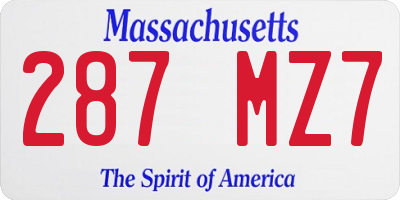 MA license plate 287MZ7