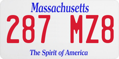 MA license plate 287MZ8