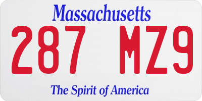 MA license plate 287MZ9