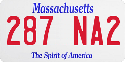 MA license plate 287NA2