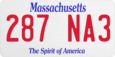 MA license plate 287NA3