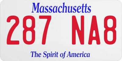 MA license plate 287NA8
