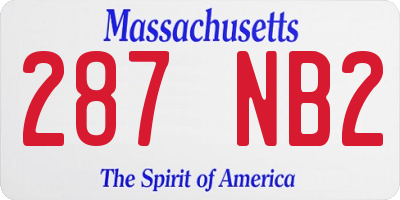 MA license plate 287NB2