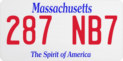 MA license plate 287NB7
