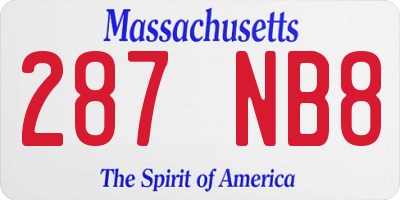 MA license plate 287NB8