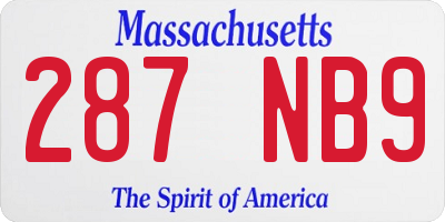 MA license plate 287NB9