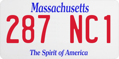 MA license plate 287NC1