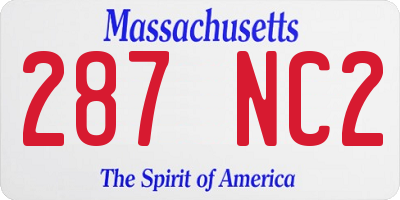 MA license plate 287NC2