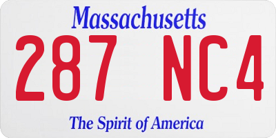 MA license plate 287NC4