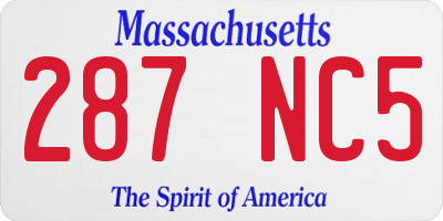 MA license plate 287NC5