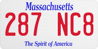 MA license plate 287NC8