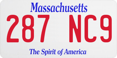 MA license plate 287NC9